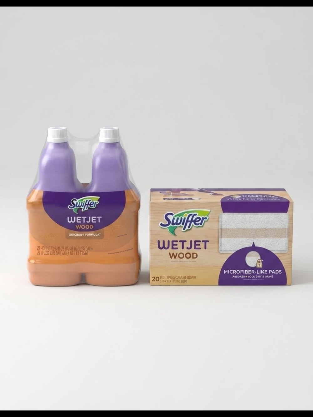 0Swiffer WetJet Wood Floor Cleaner Bottles and Microfiber Pads